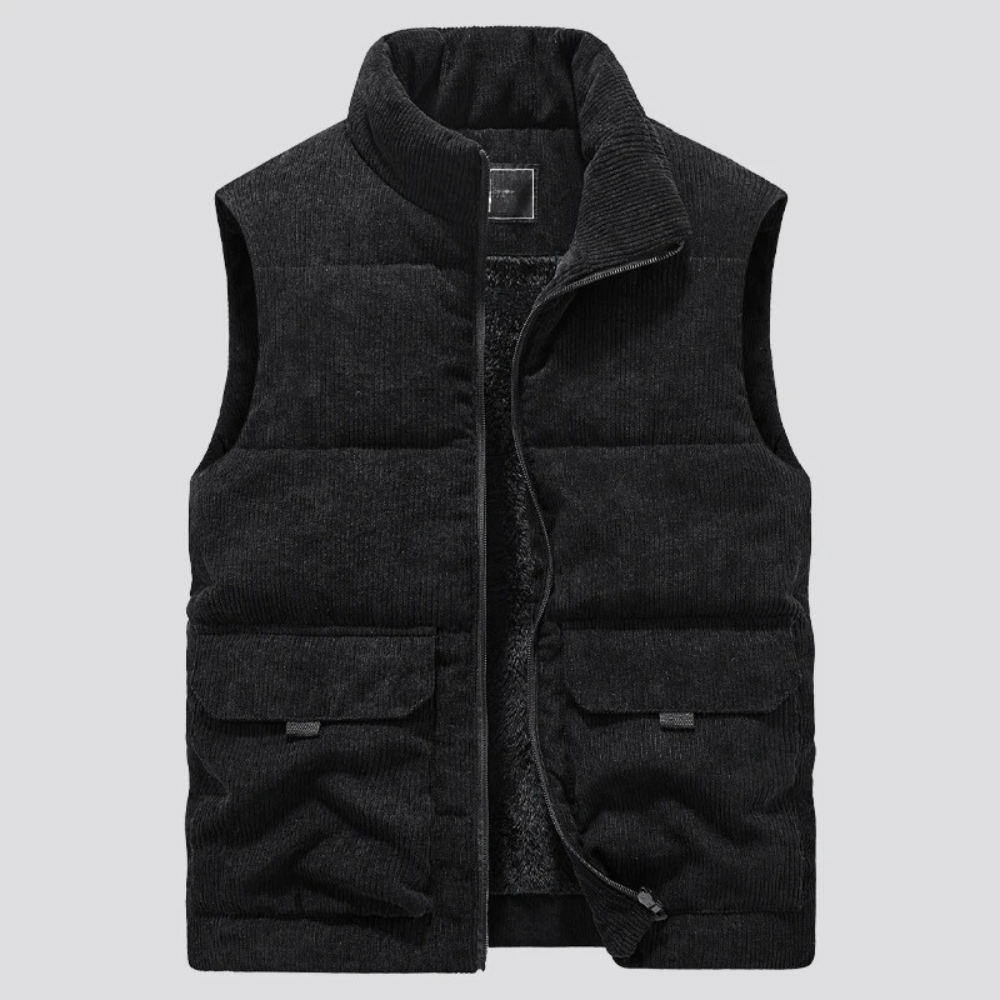 Gilet Homme Sans Manches Velours Chaud avec Poches