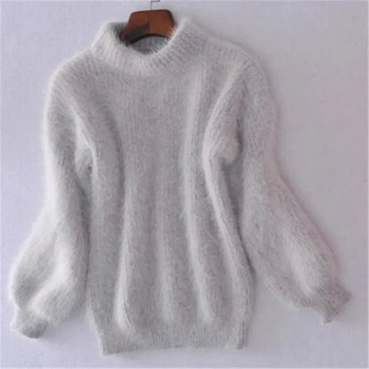 Pull Femelle Cachemire Doux Bleu Clair
