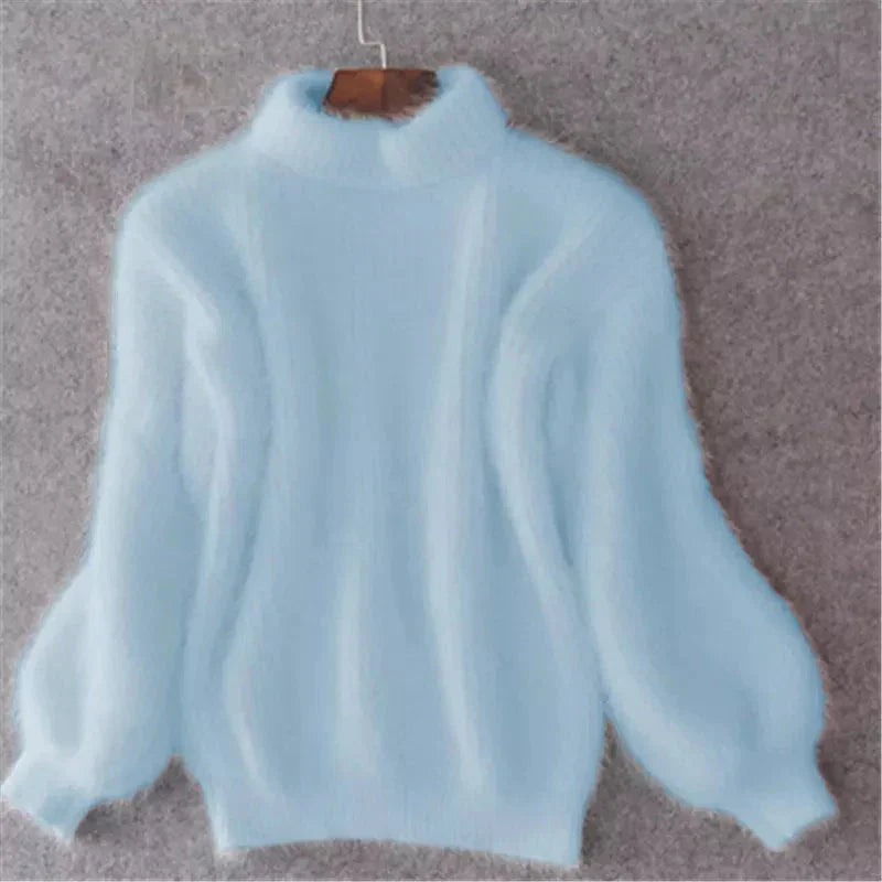 Pull Femelle Cachemire Doux Bleu Clair