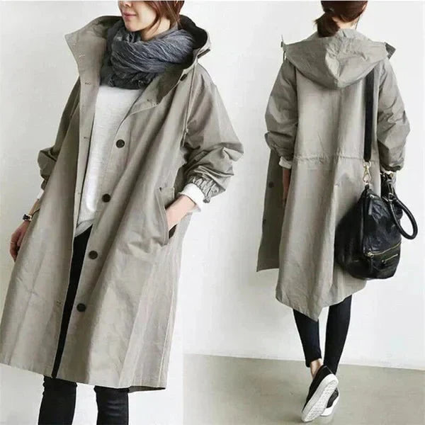 Manteau Imperméable Femme Capuche – Parka de Pluie Élégante et Chaude - PanierRoyale