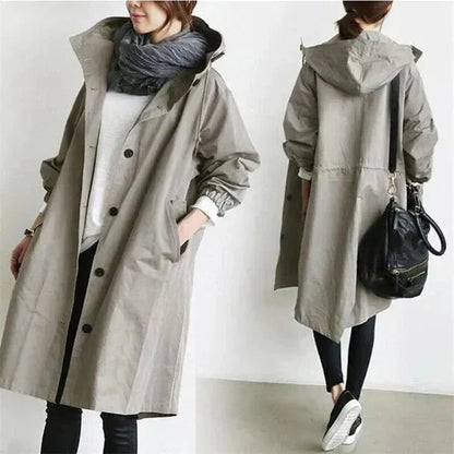 Manteau Imperméable Femme Capuche – Parka de Pluie Élégante et Chaude - PanierRoyale