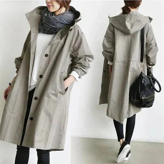 Manteau Imperméable Femme Capuche – Parka de Pluie Élégante et Chaude - PanierRoyale