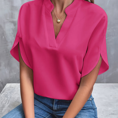 Blouse Femme Été Col en V Manches Courtes Décontractée