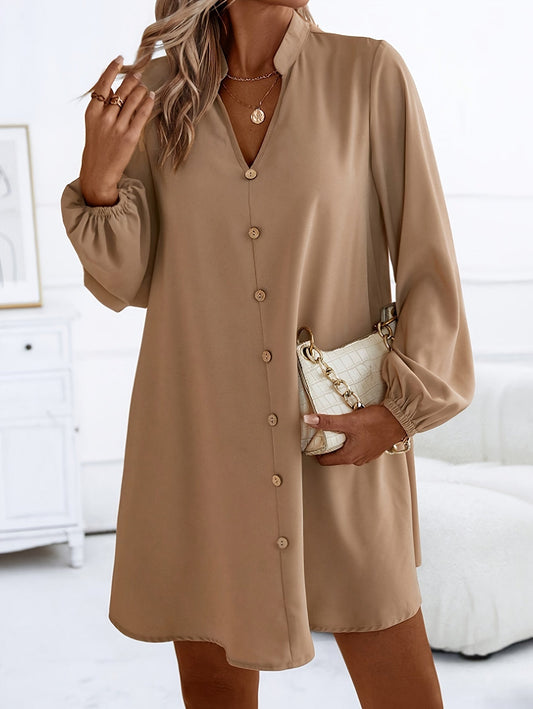 Robe Femme Élégante à Manches Longues et Col V - PanierRoyale