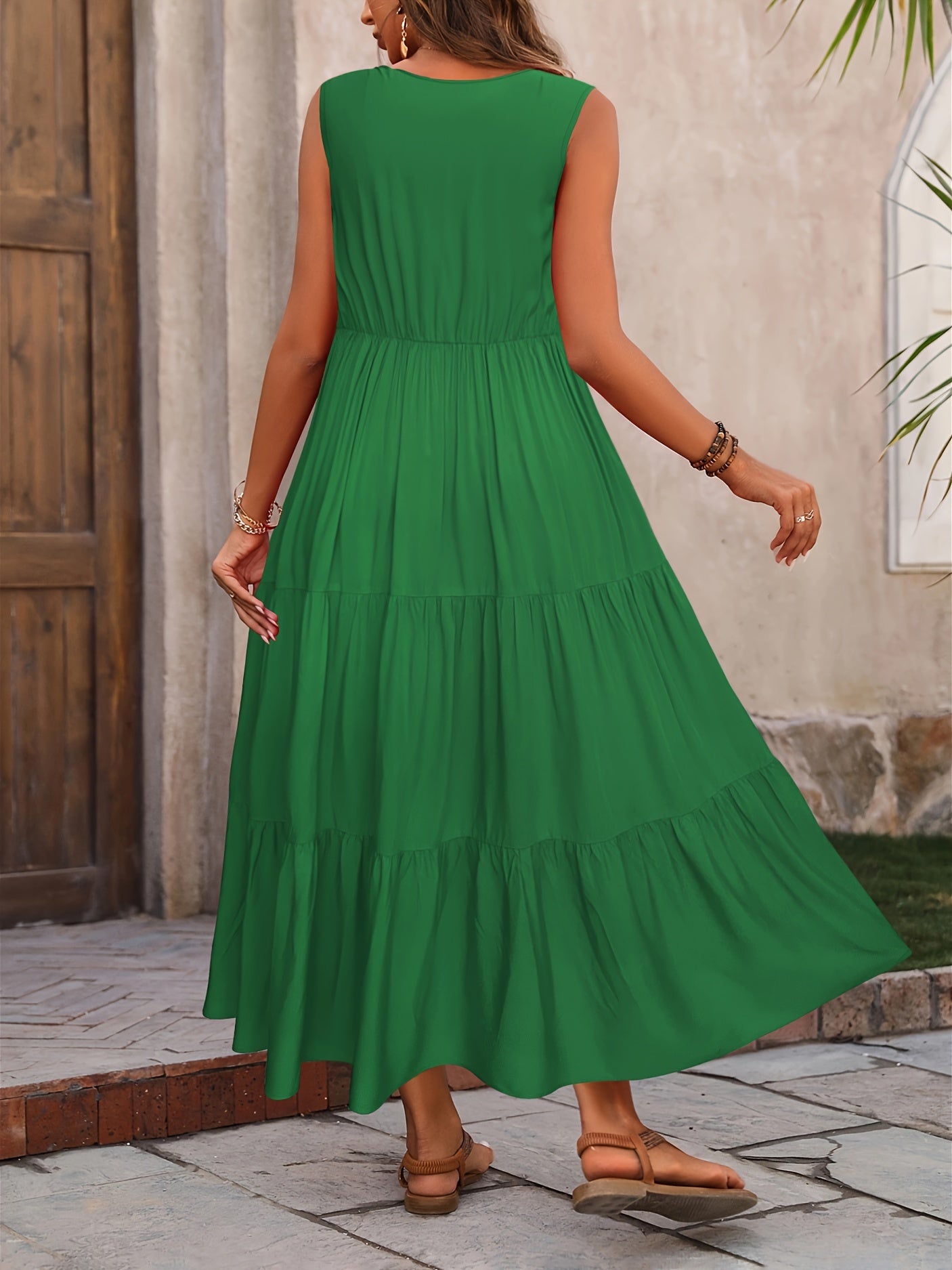 Vellaria™ – Robe Longue d’Été Sans Manche Fluide à Volants pour Femme