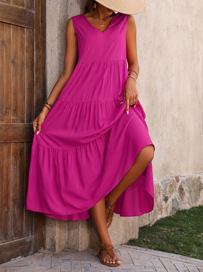 Vellaria™ – Robe Longue d’Été Sans Manche Fluide à Volants pour Femme