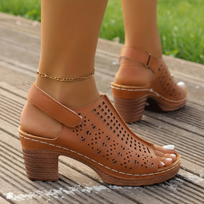 Velmira™ – Sandales Femme Chic à Talon Épais Ouvertes & Élégantes Été