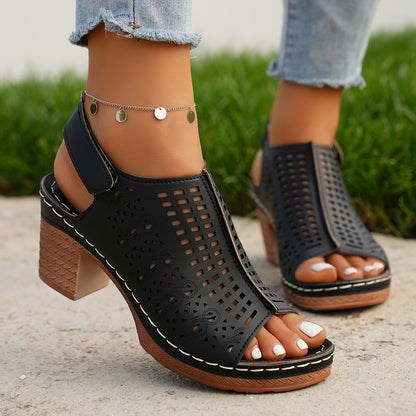 Velmira™ – Sandales Femme Chic à Talon Épais Ouvertes & Élégantes Été