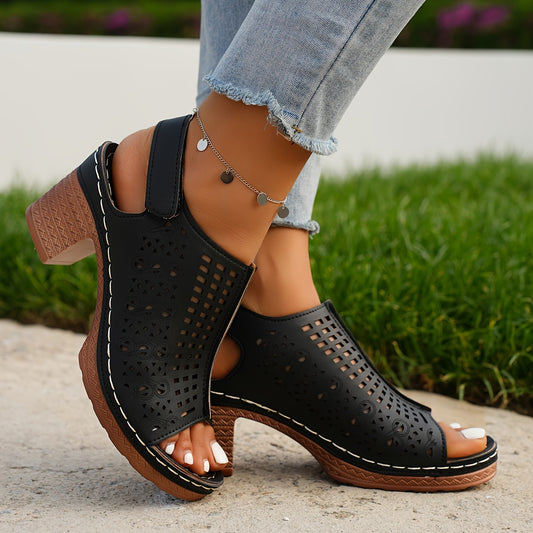 Velmira™ – Sandales Femme Chic à Talon Épais Ouvertes & Élégantes Été