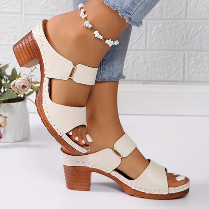 Velonza™ – Sandales Femme Cuir à Talon Épais Chic & Confortable Été