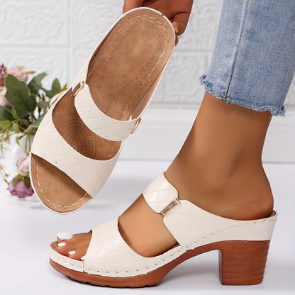 Velonza™ – Sandales Femme Cuir à Talon Épais Chic & Confortable Été