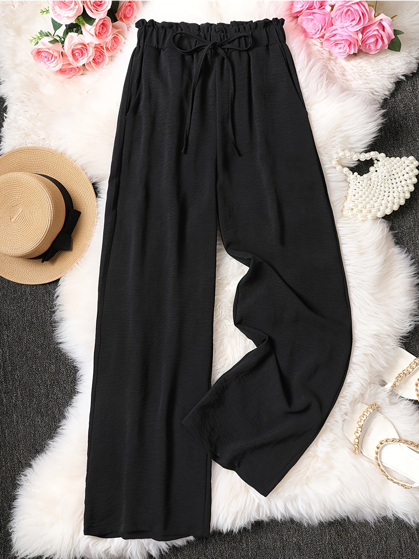 Veloria™ – Pantalon Femme Taille Haute Large et Fluide, Élégant & Confortable