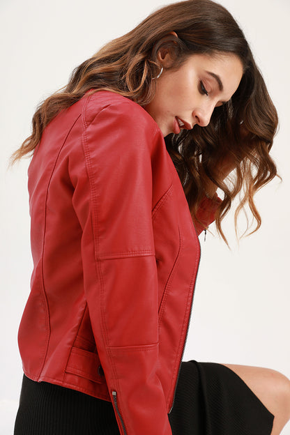 Veloria™ – Veste Femme en Cuir Zippée Style Biker Élégante
