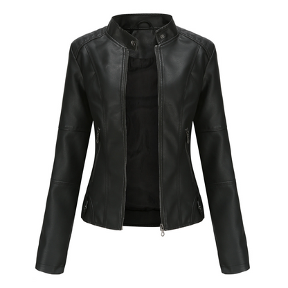 Veloria™ – Veste Femme en Cuir Zippée Style Biker Élégante