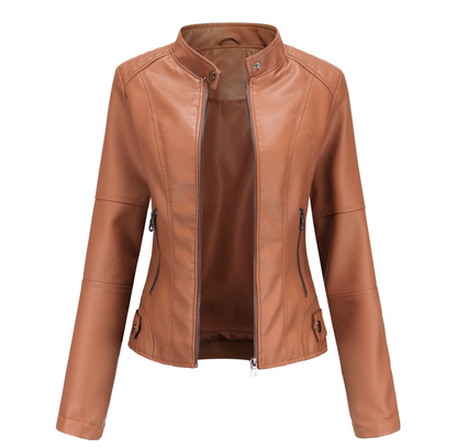 Veloria™ – Veste Femme en Cuir Zippée Style Biker Élégante