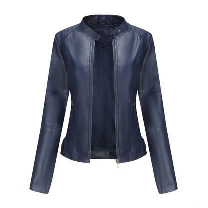 Veloria™ – Veste Femme en Cuir Zippée Style Biker Élégante