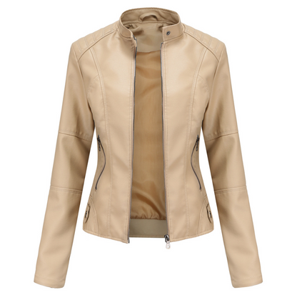 Veloria™ – Veste Femme en Cuir Zippée Style Biker Élégante