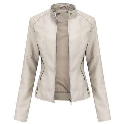 Veloria™ – Veste Femme en Cuir Zippée Style Biker Élégante