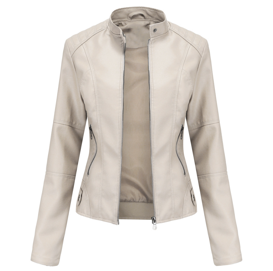 Veste Cuir Femme Biker Chic Élégante Zippée