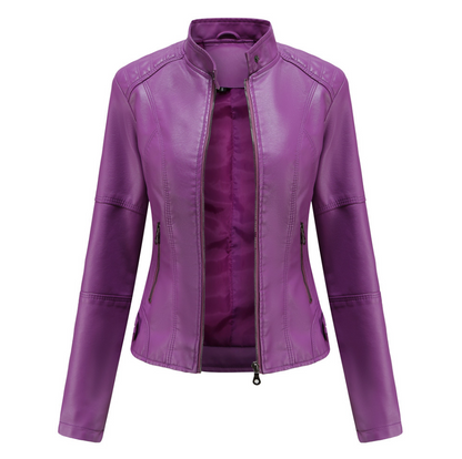 Veste Cuir Femme Biker Chic Élégante Zippée