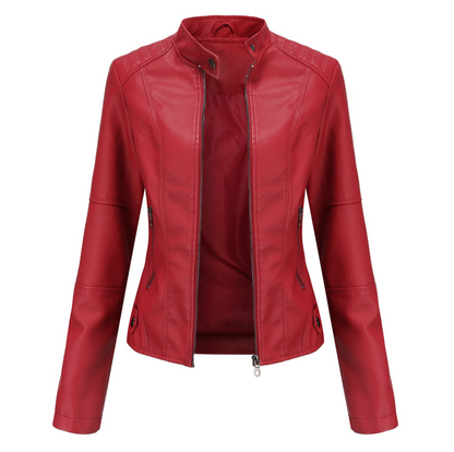 Veloria™ – Veste Femme en Cuir Zippée Style Biker Élégante