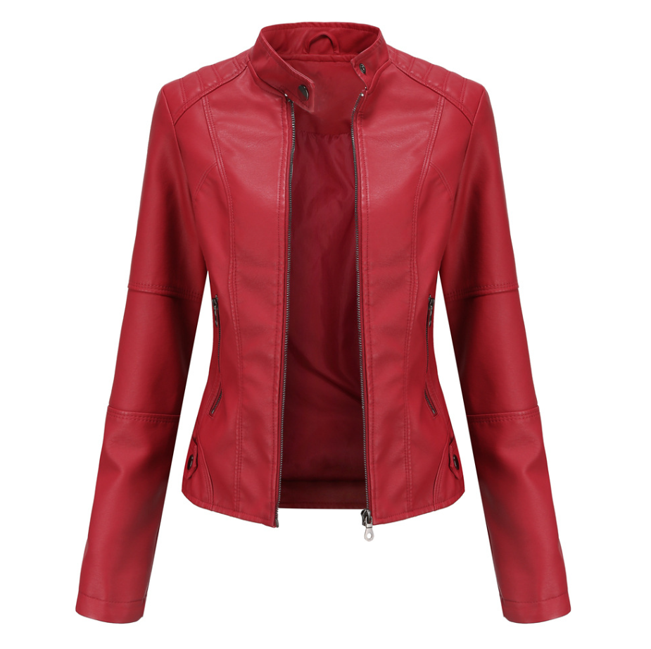 Veste Cuir Femme Biker Chic Élégante Zippée