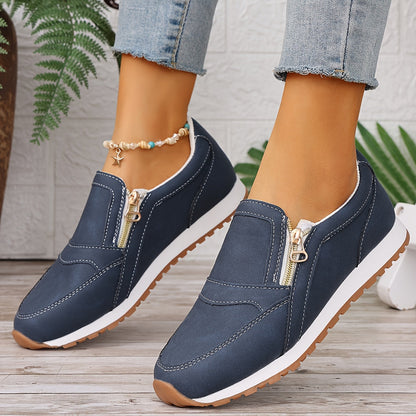 Baskets Femme Confortables à Fermeture Éclair et Velcro