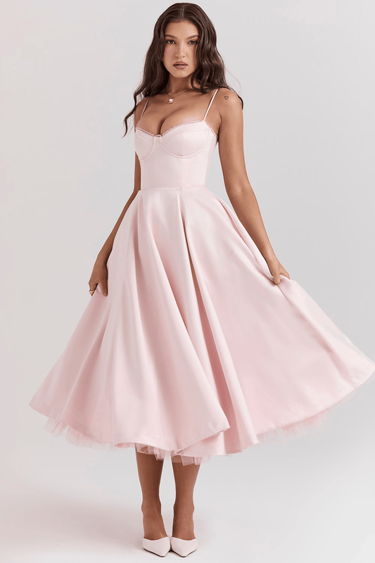 Velvessa™ – Robe Évasée en Satin de Soirée Longue Chic Élégance et raffinement