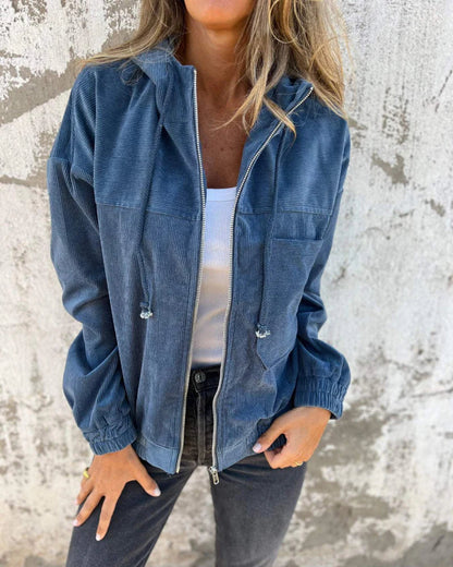 Veste femme en velours douce et chaude avec capuche