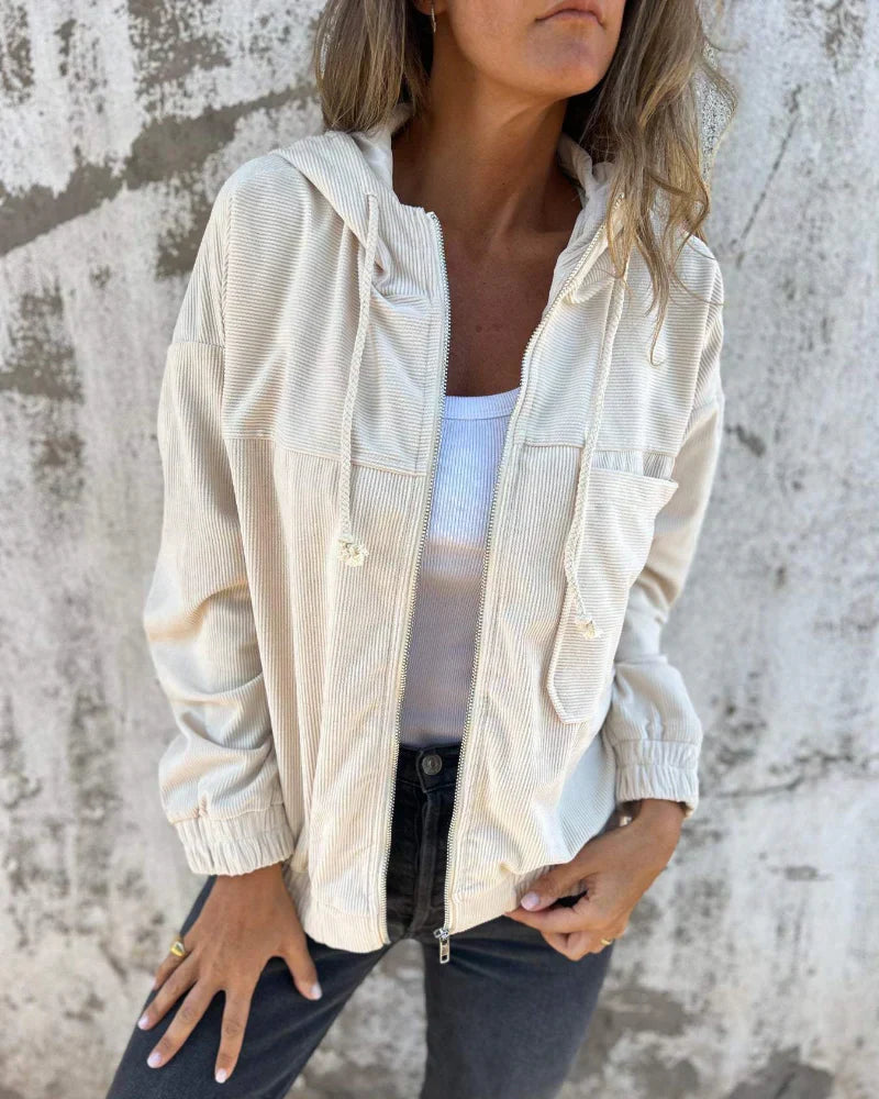 Veste femme en velours douce et chaude avec capuche - PanierRoyale