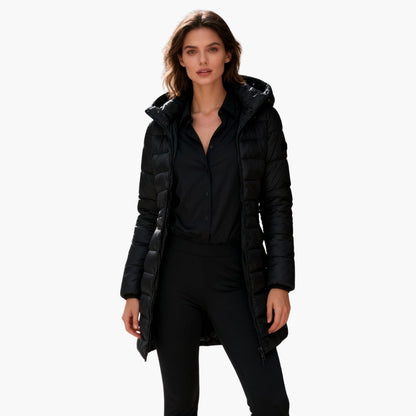 Veste d'hiver femme avec capuchon et manches longues