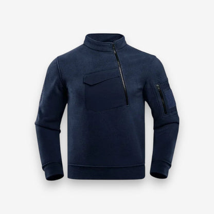 Pull Col Rond Manches Longues Poche Zippée