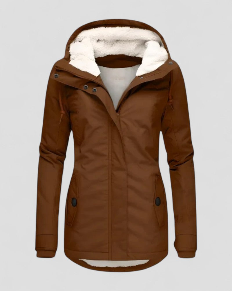 Veste d'hiver imperméable et isolée avec capuche pour femme 4