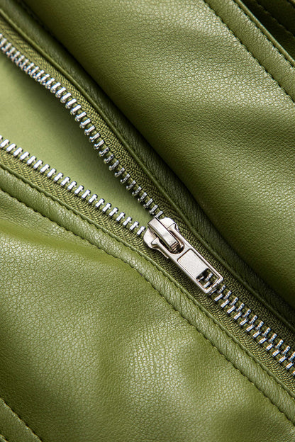 Veste en cuir synthétique verte
