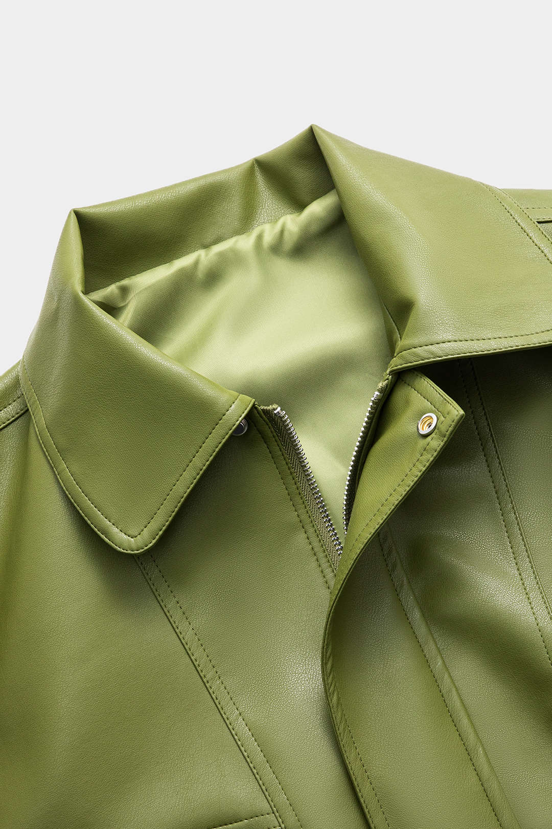Veste en cuir synthétique verte