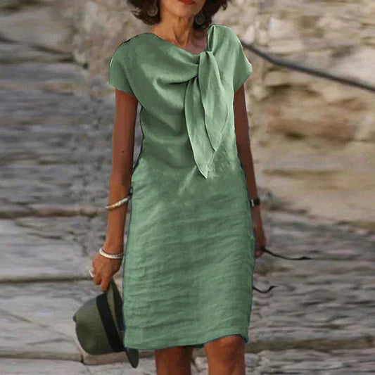 Robe Féminine Classique en Soie avec Nœud Élégant - PanierRoyale