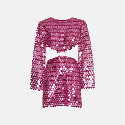 Robe Mini Pailletée Épaules Découvertes