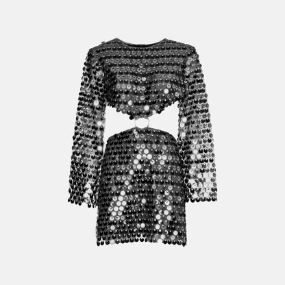 Robe Mini Pailletée Épaules Découvertes