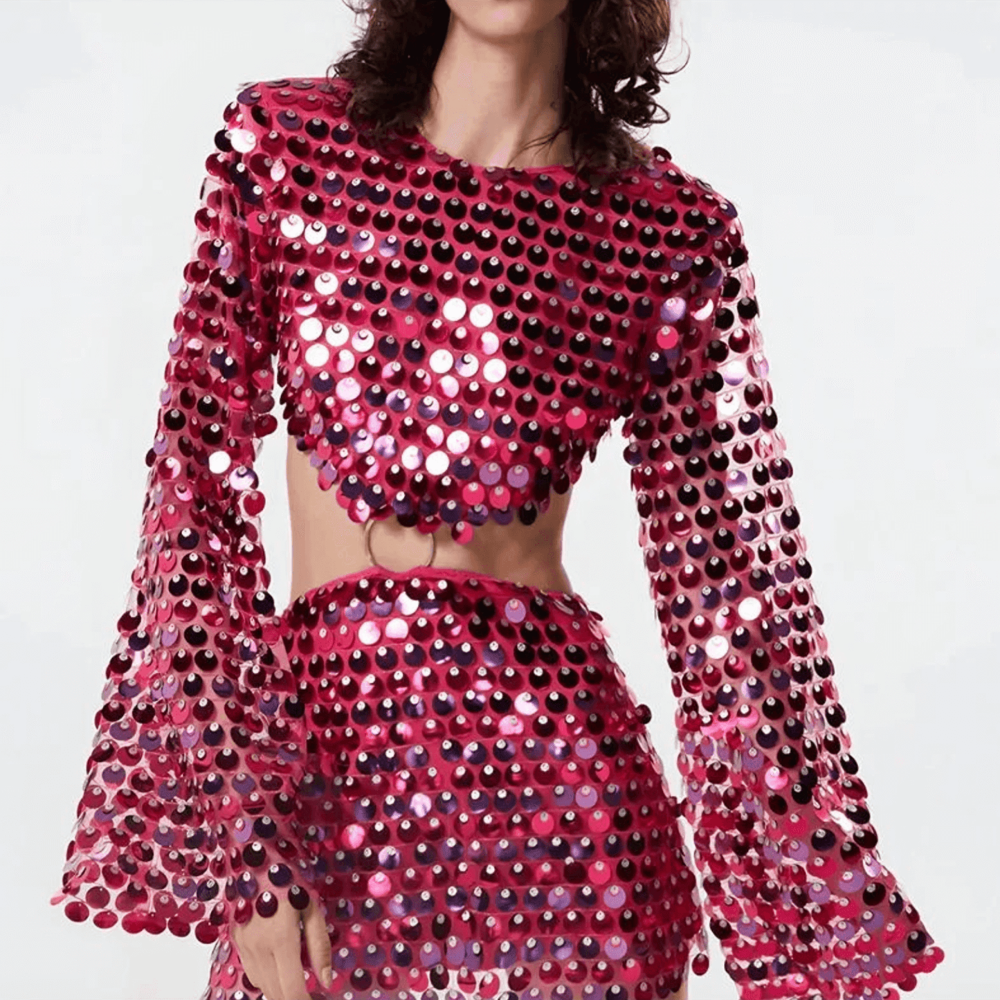 Robe Mini Pailletée Épaules Découvertes