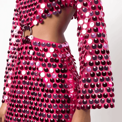Robe Mini Pailletée Épaules Découvertes