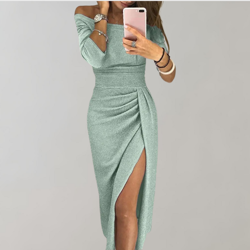 Robe de Soirée Chic pour Femme avec Paillettes et Manches Courtes