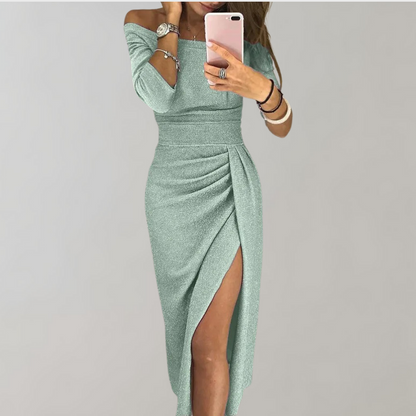 Robe de Soirée Chic pour Femme avec Paillettes et Manches Courtes