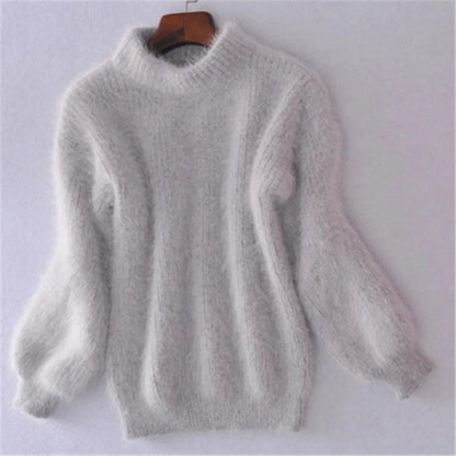 Pull Femme Col Montant Doux et Chaud Hiver
