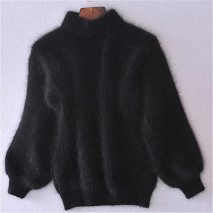 Pull Femme Col Montant Doux et Chaud Hiver