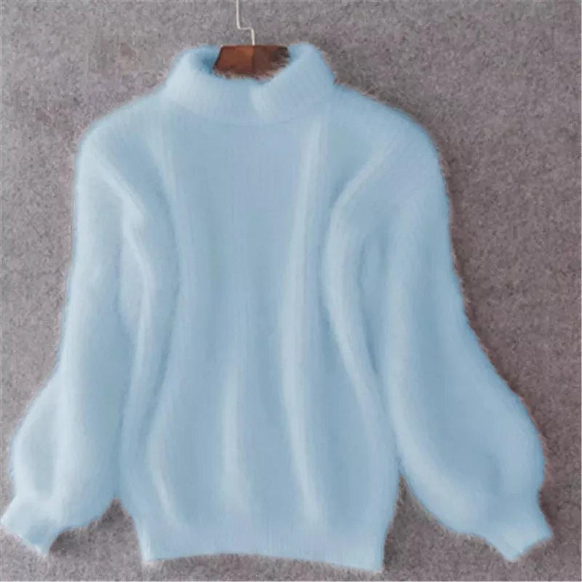 Pull Femme Doux Col Montant Manches Bouffantes - PanierRoyale