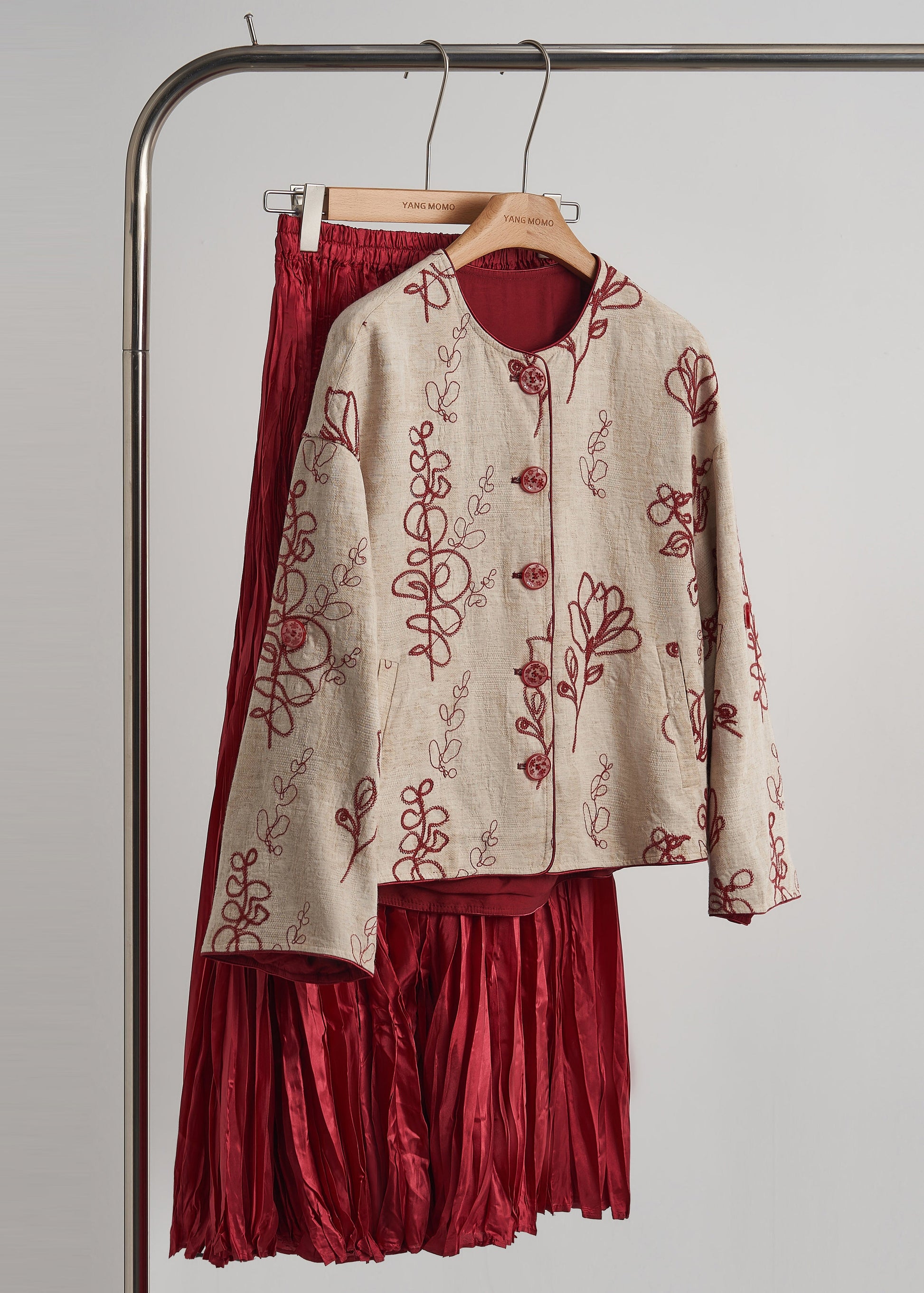 Manteaux d'automne en lin beige classique avec poches détails - EasyApparels