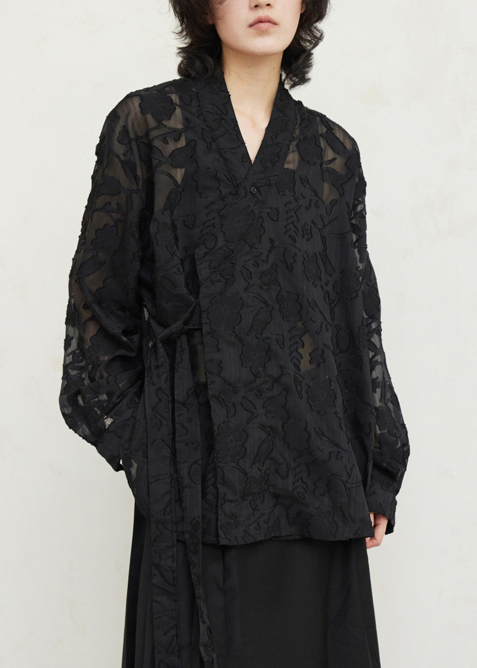 Lace V Neck Floral Top, Autumn - EasyApparels