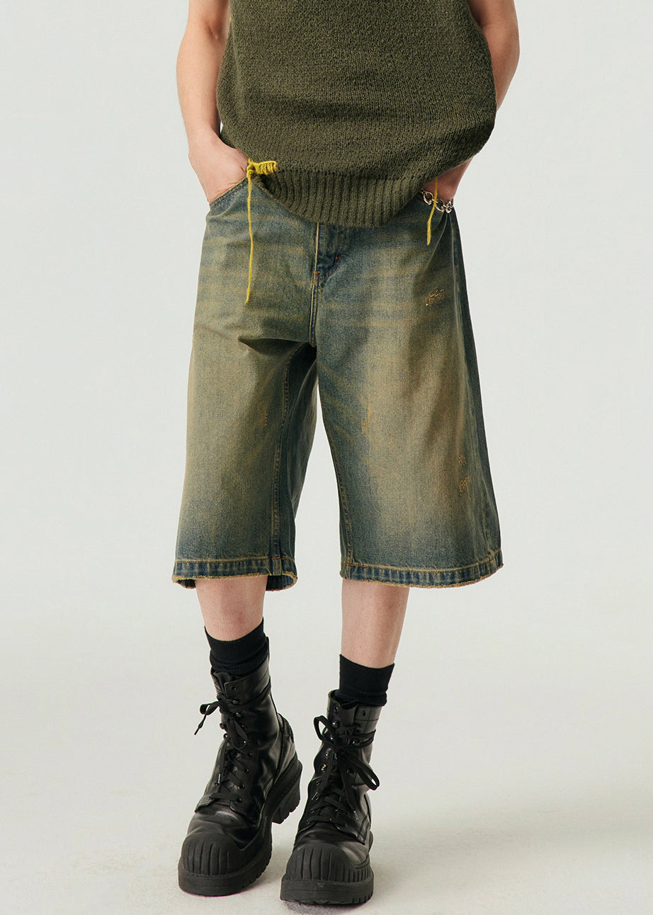 Court Jean Bleu Foncé Taille Haute Homme Été - EasyApparels