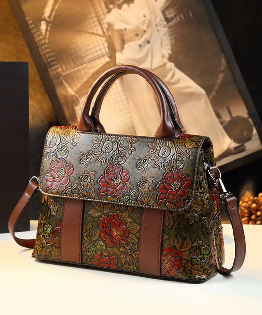 Sac à main classique marron fleuri femme robuste et résistant - EasyApparels