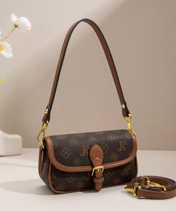 Small Brown Faux Leather Patterned Bag - EasyApparels